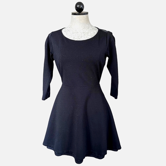 Lulu's Felicity Black Backless Lace Skater Mini Dress Little Black Dress Size S - Picture 3 of 16